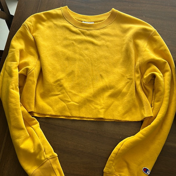 Champion Tops Yellow Champion Long Sleeve Crop Top Poshmark